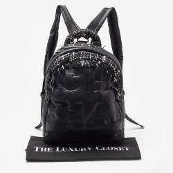 Pre Owned Chanel Black Nylon and Tweed Doudoune Backpack