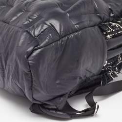 Pre Owned Chanel Black Nylon and Tweed Doudoune Backpack
