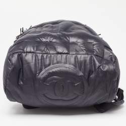 Pre Owned Chanel Black Nylon and Tweed Doudoune Backpack