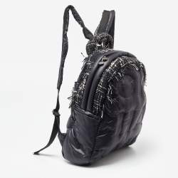 Pre Owned Chanel Black Nylon and Tweed Doudoune Backpack
