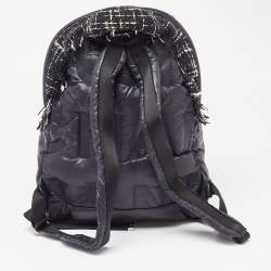 Pre Owned Chanel Black Nylon and Tweed Doudoune Backpack