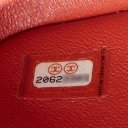 Pre Owned Chanel Orange Quilted Pearly Caviar Leather Jumbo Classic Double Flap Bag