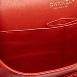 Pre Owned Chanel Orange Quilted Pearly Caviar Leather Jumbo Classic Double Flap Bag
