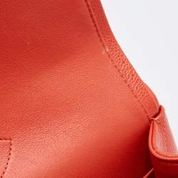 Pre Owned Chanel Orange Quilted Pearly Caviar Leather Jumbo Classic Double Flap Bag