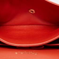 Pre Owned Chanel Orange Quilted Pearly Caviar Leather Jumbo Classic Double Flap Bag