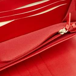 Chanel Red Quilted Leather Zip Around Organizer Wallet 