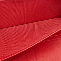 Chanel Red Quilted Leather Zip Around Organizer Wallet 
