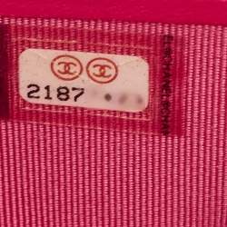 Pre Owned Chanel Pink Quilted Leather Zip Around Organizer Wallet 