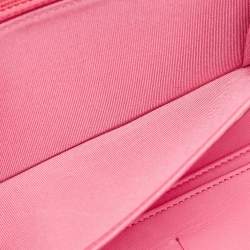 Pre Owned Chanel Pink Quilted Leather Zip Around Organizer Wallet 