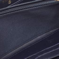 Chanel Navy Blue Quilted Leather CC Zip Around Wallet 