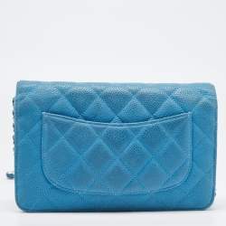 Chanel Blue Quilted Caviar Leather Classic Wallet on Chain