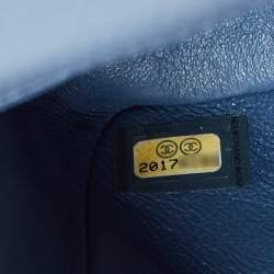 Pre Owned Chanel Blue Quilted Caviar Leather Mini Rectangle Classic Single Flap Bag