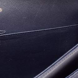 Pre Owned Chanel Navy Blue Quilted Leather Jumbo Classic Double Flap Bag