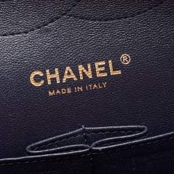 Pre Owned Chanel Navy Blue Quilted Leather Jumbo Classic Double Flap Bag