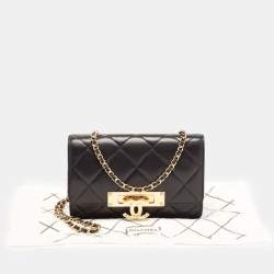 Chanel Black Quilted Leather Golden Class Wallet on Chain