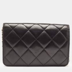 Chanel Black Quilted Leather Golden Class Wallet on Chain