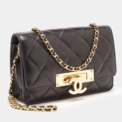 Chanel Black Quilted Leather Golden Class Wallet on Chain