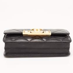 Chanel Black Quilted Leather Golden Class Wallet on Chain