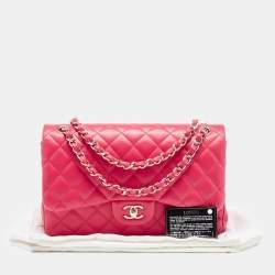 Pre Owned Chanel Pink Quilted Leather Jumbo Classic Double Flap Bag