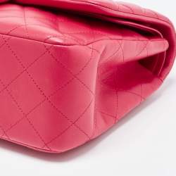 Pre Owned Chanel Pink Quilted Leather Jumbo Classic Double Flap Bag
