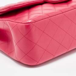 Pre Owned Chanel Pink Quilted Leather Jumbo Classic Double Flap Bag