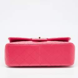 Pre Owned Chanel Pink Quilted Leather Jumbo Classic Double Flap Bag
