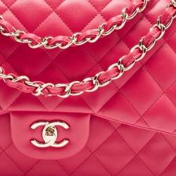 Pre Owned Chanel Pink Quilted Leather Jumbo Classic Double Flap Bag
