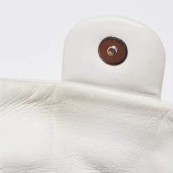 Pre Owned Chanel White Quilted Leather Hidden Chain Flap Bag