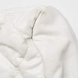 Pre Owned Chanel White Quilted Leather Hidden Chain Flap Bag