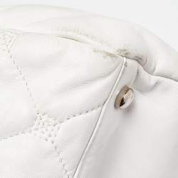 Pre Owned Chanel White Quilted Leather Hidden Chain Flap Bag