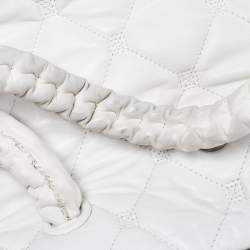 Pre Owned Chanel White Quilted Leather Hidden Chain Flap Bag