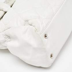 Pre Owned Chanel White Quilted Leather Hidden Chain Flap Bag
