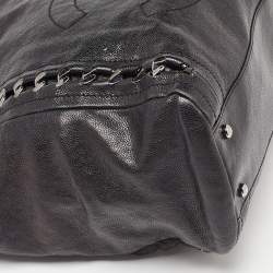 Pre Owned Chanel Black Leather Modern Chain North/South Tote