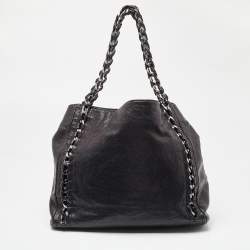 Pre Owned Chanel Black Leather Modern Chain North/South Tote