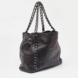 Pre Owned Chanel Black Leather Modern Chain North/South Tote