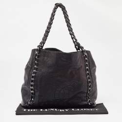 Pre Owned Chanel Black Leather Modern Chain North/South Tote