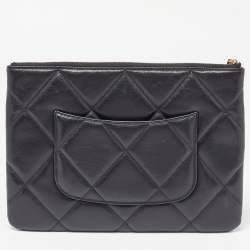 Pre Owned Chanel Black Leather 19 O Case Clutch