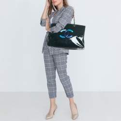 Pre Owned Chanel Teal Patent Leather XL Lipstick Tote