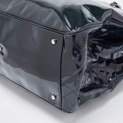 Pre Owned Chanel Teal Patent Leather XL Lipstick Tote