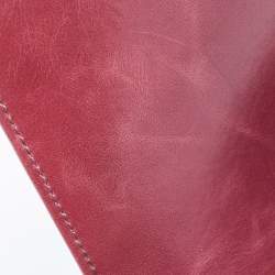 Pre Owned Chanel Red Quilted Leather Medium Interlaced Chained Boy Flap Bag