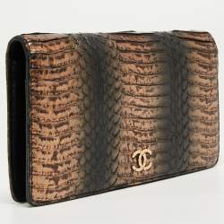 Chanel Black/Bronze Snakeskin CC Yen Wallet 