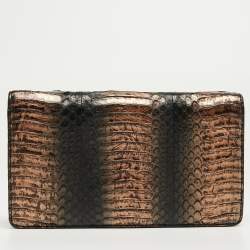 Chanel Black/Bronze Snakeskin CC Yen Wallet 