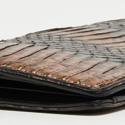 Chanel Black/Bronze Snakeskin CC Yen Wallet 