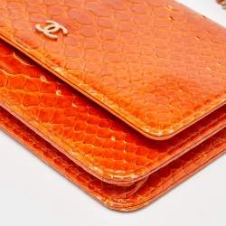 Chanel Orange Python Wallet on Chain