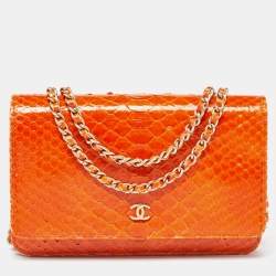 Chanel Orange Python Wallet on Chain
