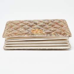 Pre Owned Chanel Metallic Multicolor Python Flap CC Logo Top Handle Bag