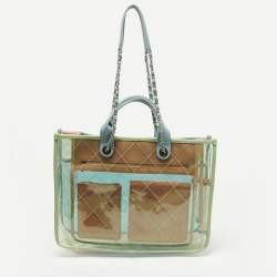 Pre Owned Chanel Multicolor Quilted PVC and Leather Medium Coco Splash Shopping Tote