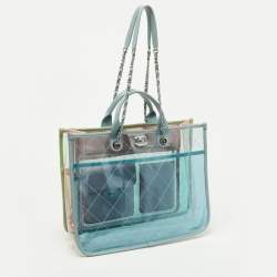 Pre Owned Chanel Multicolor Quilted PVC and Leather Medium Coco Splash Shopping Tote