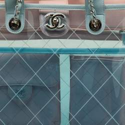 Pre Owned Chanel Multicolor Quilted PVC and Leather Medium Coco Splash Shopping Tote