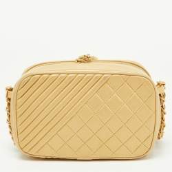 Pre Owned Chanel Gold Quilted Leather Small Coco Boy Camera Crossbody Bag